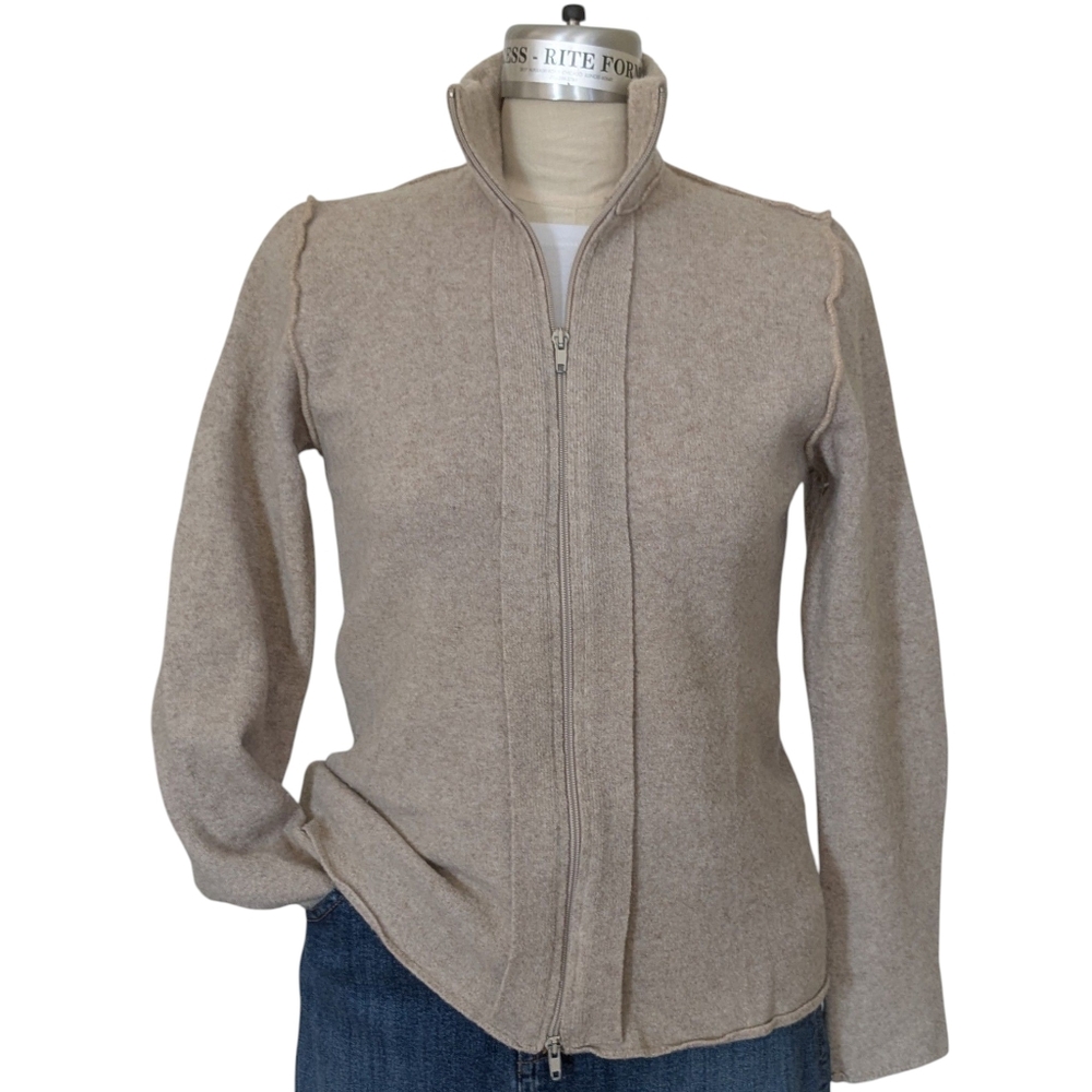 David Mayor Zip Front Wool Sweater Size Medium